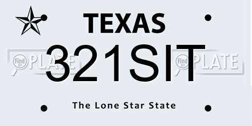 321SIT Texas License Plate
