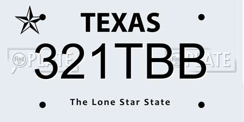 321TBB Texas License Plate