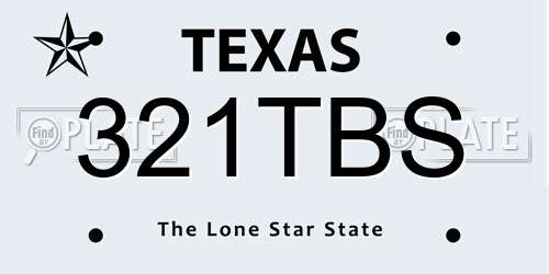 321TBS Texas License Plate