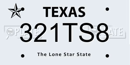 321TS8 Texas License Plate