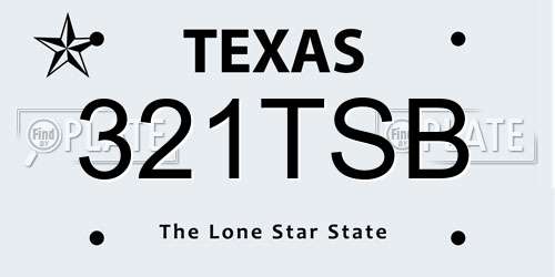 321TSB Texas License Plate