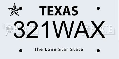 321WAX Texas License Plate