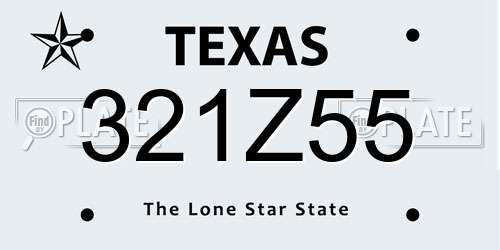 321Z55 Texas License Plate