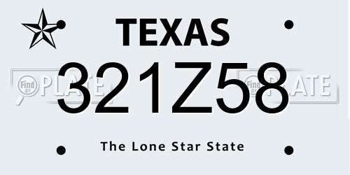 321Z58 Texas License Plate