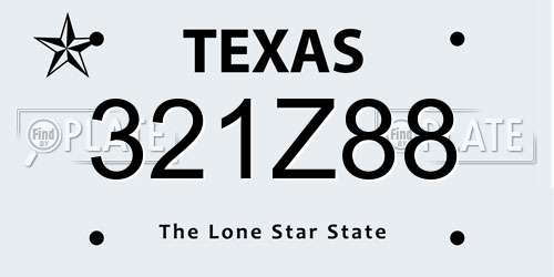 321Z88 Texas License Plate