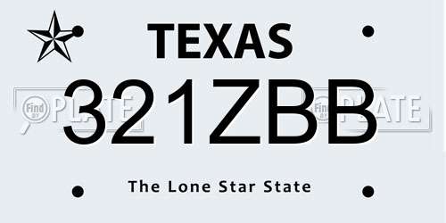 321ZBB Texas License Plate