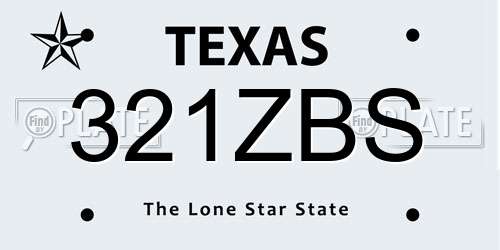 321ZBS Texas License Plate