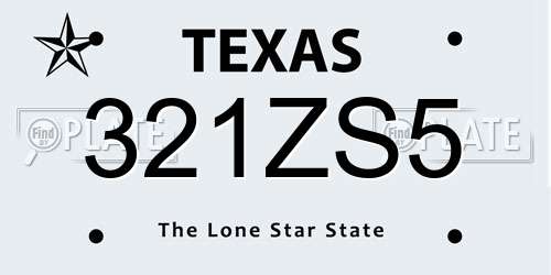 321ZS5 Texas License Plate