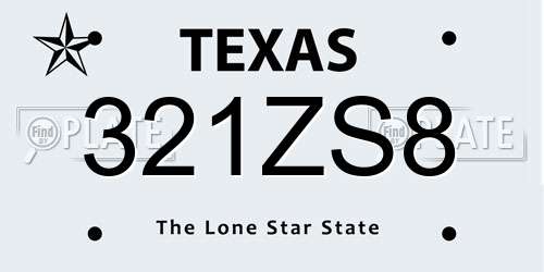 321ZS8 Texas License Plate