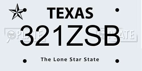 321ZSB Texas License Plate