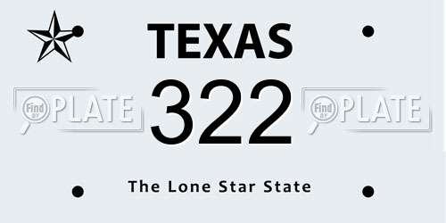 322 Texas License Plate