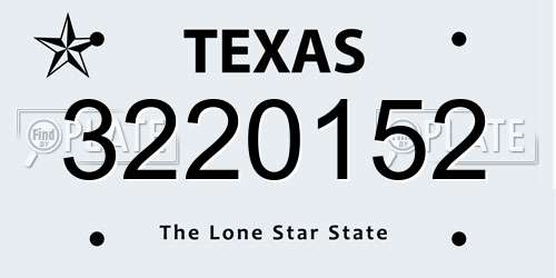 3220152 Texas License Plate