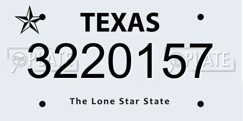 3220157 Texas License Plate