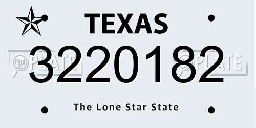 3220182 Texas License Plate