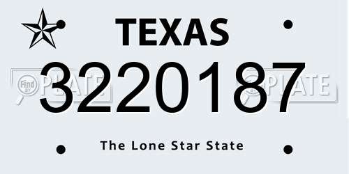 3220187 Texas License Plate