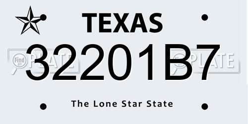 32201B7 Texas License Plate
