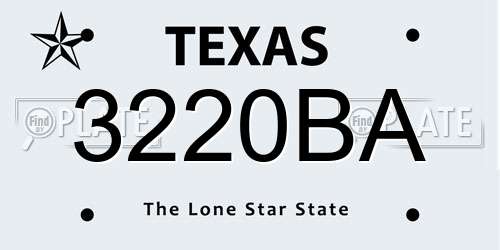 3220BA Texas License Plate