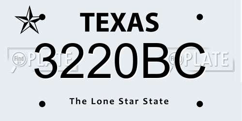 3220BC Texas License Plate