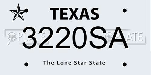 3220SA Texas License Plate