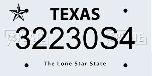 32230S4 Texas License Plate