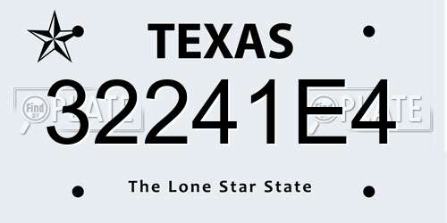 32241E4 Texas License Plate
