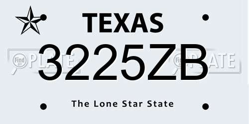 3225ZB Texas License Plate