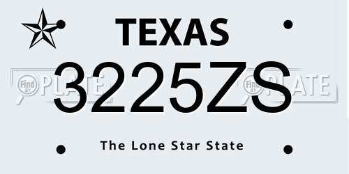 3225ZS Texas License Plate