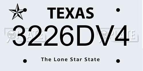 3226DV4 Texas License Plate