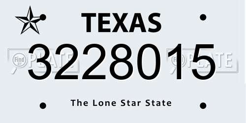 3228015 Texas License Plate