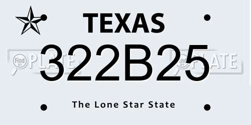 322B25 Texas License Plate