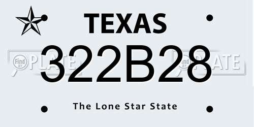 322B28 Texas License Plate