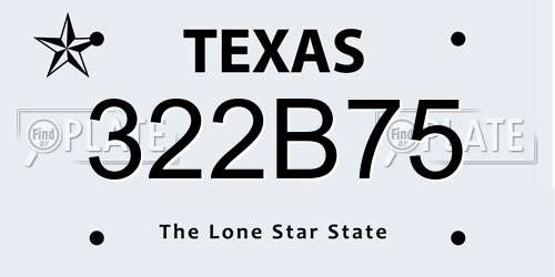 322B75 Texas License Plate