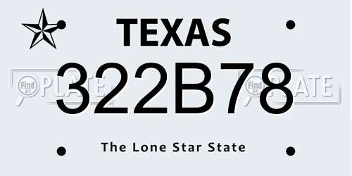 322B78 Texas License Plate