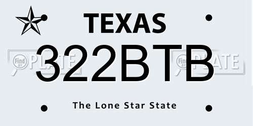 322BTB Texas License Plate