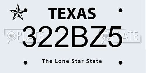 322BZ5 Texas License Plate