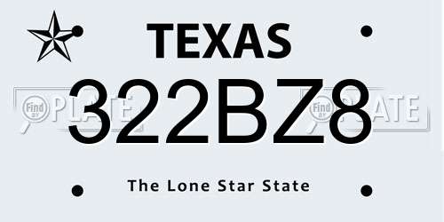 322BZ8 Texas License Plate