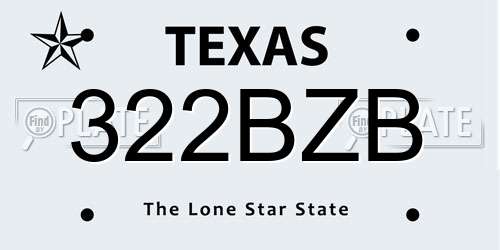 322BZB Texas License Plate