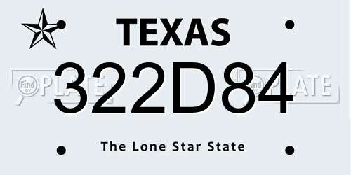 322D84 Texas License Plate