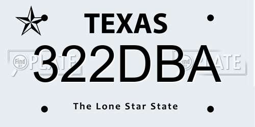 322DBA Texas License Plate