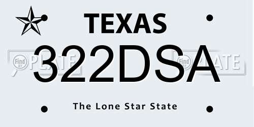 322DSA Texas License Plate