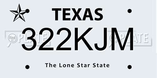 322KJM Texas License Plate
