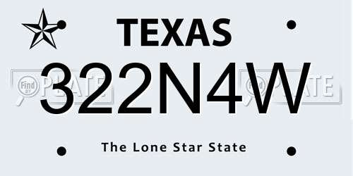 322N4W Texas License Plate