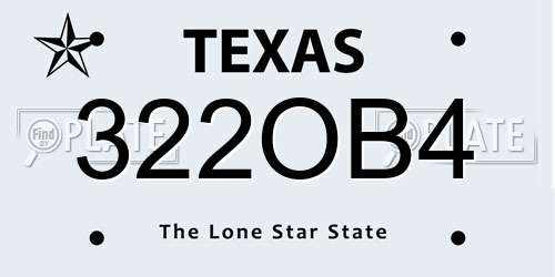 322OB4 Texas License Plate
