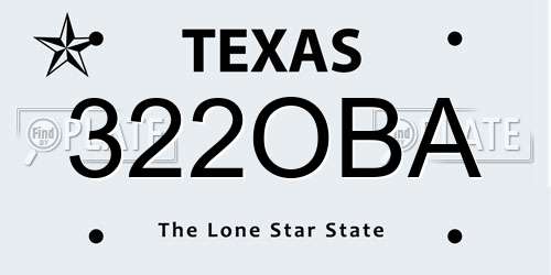 322OBA Texas License Plate