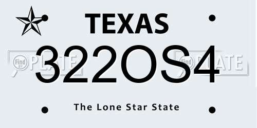 322OS4 Texas License Plate