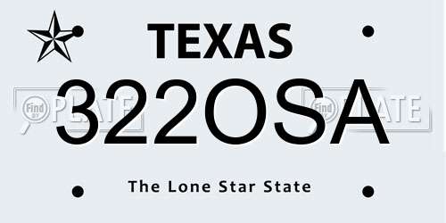 322OSA Texas License Plate