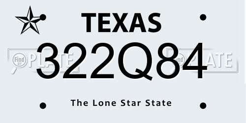 322Q84 Texas License Plate