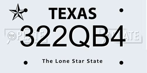 322QB4 Texas License Plate