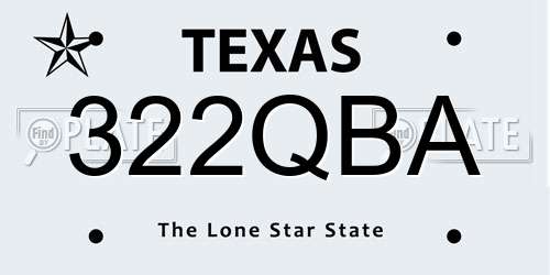 322QBA Texas License Plate