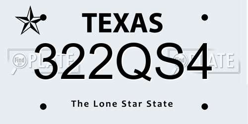 322QS4 Texas License Plate